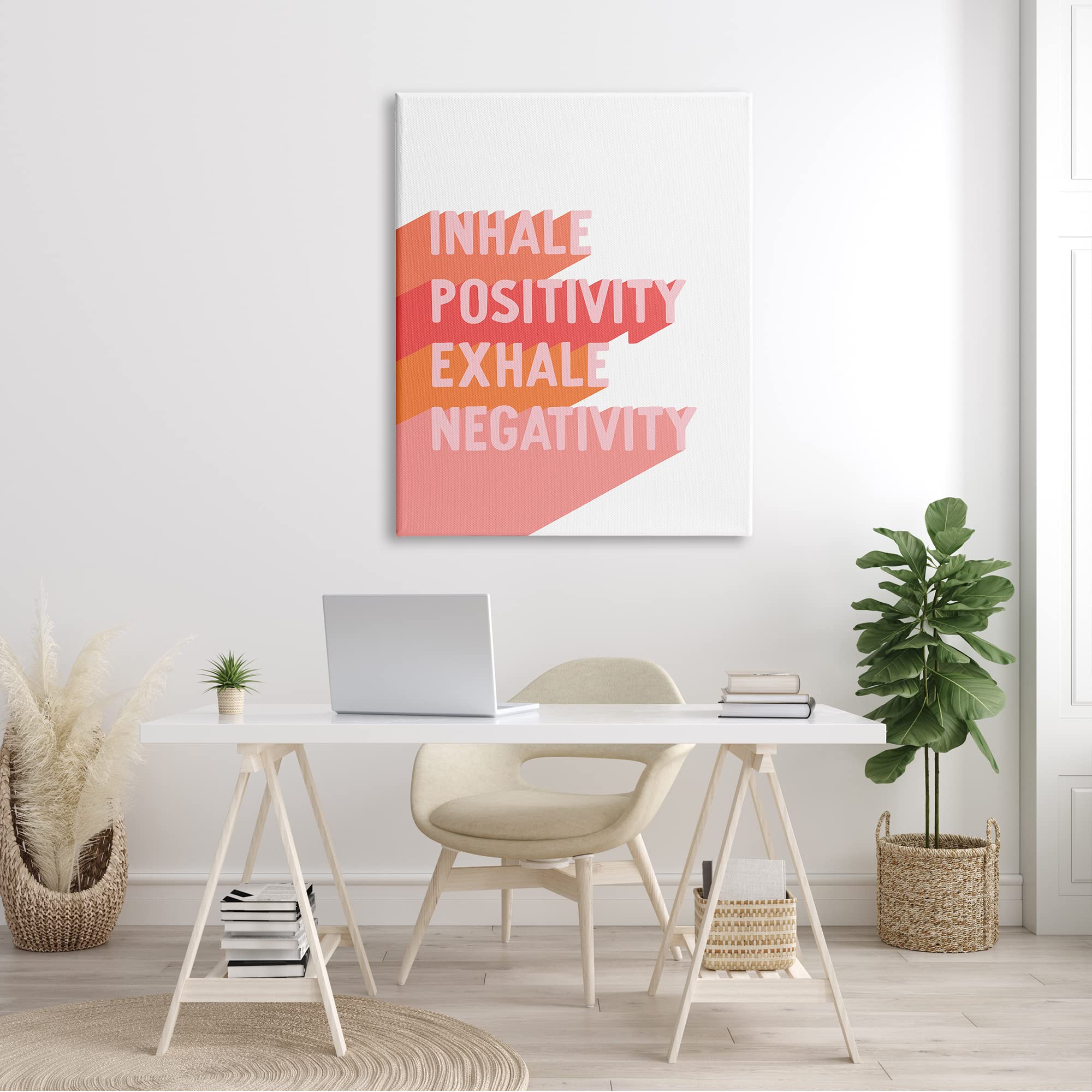 Stupell Industries 'Inhale Positivity Exhale Negativity' Motivational Pink Pop Art Canvas Wall Decor - 36
