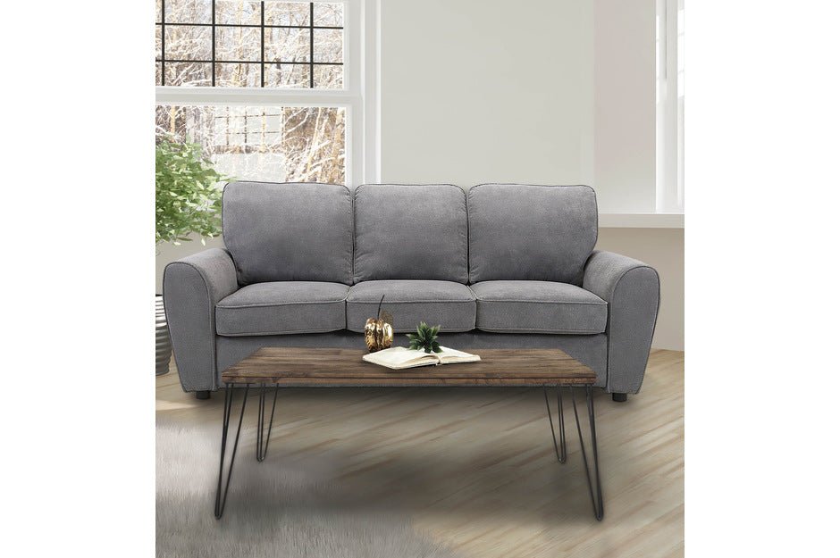 Bethany Collection Grey Sofa Set - Modern 3-Piece Living Room Furniture for Small Spaces | Perfect for Apartments, Condos & Cozy Homes