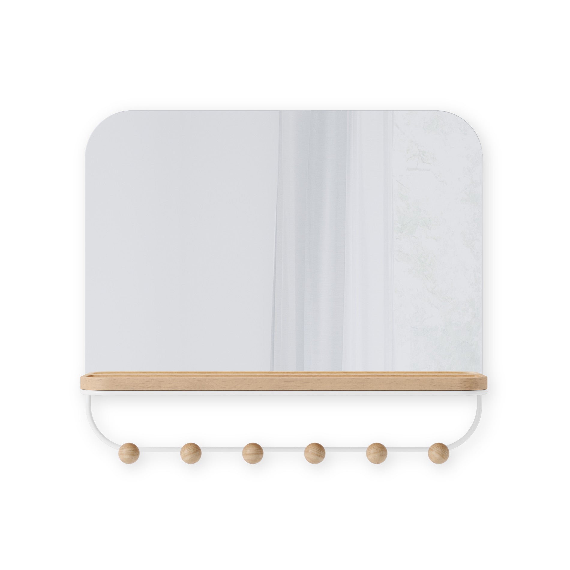 Stylish Wall Mirror with Hooks - Decorative Hanging Mirror for Bedroom, Bathroom & Entryway - Perfect for Home Decor and Organization