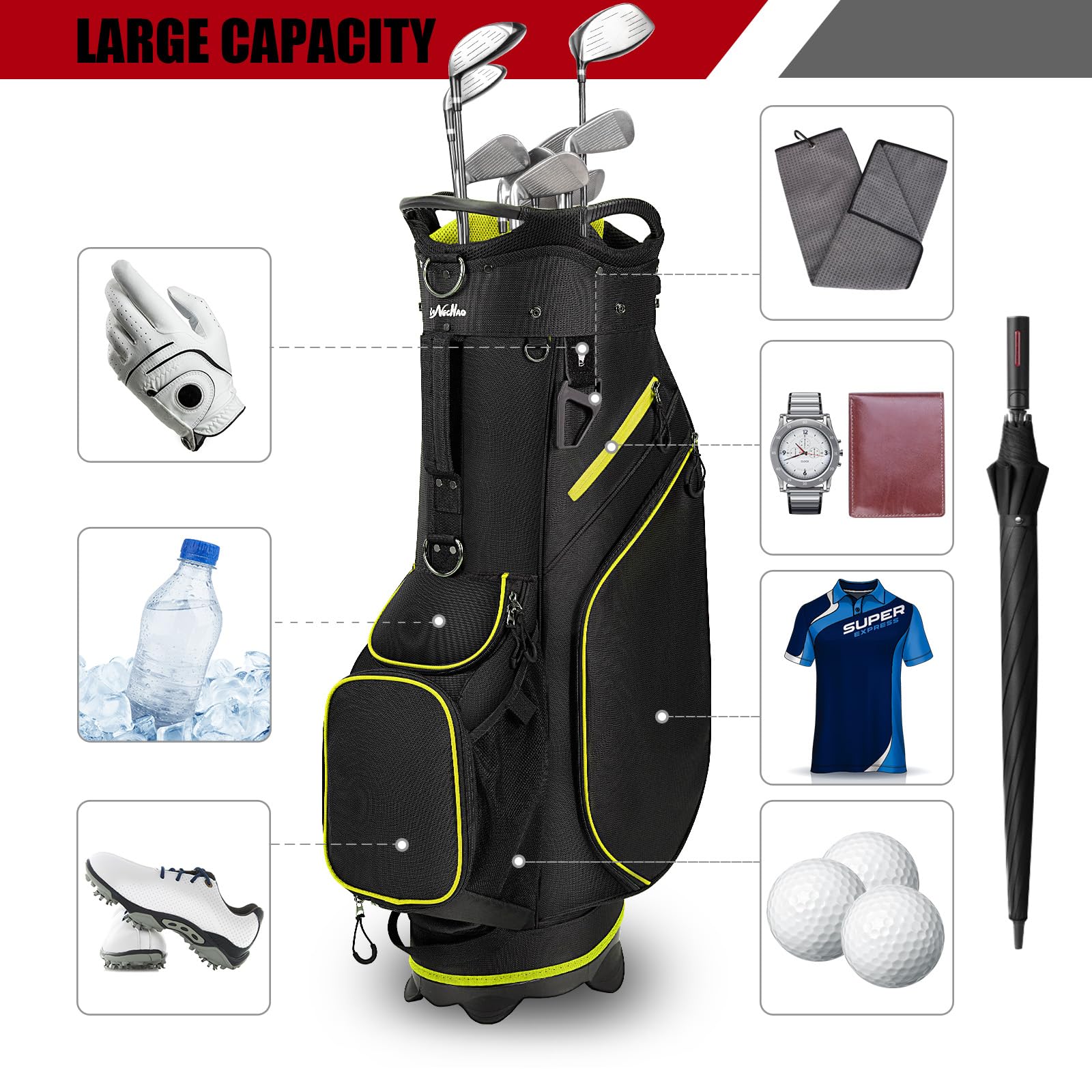 **Men's Navy 14-Way Divider Golf Stand Bag – 6LB Lightweight & Portable for Walking or Riding – Includes Dust Cover & Comfortable Strap – Perfect for Golfers, Tournaments & Practice Rounds**