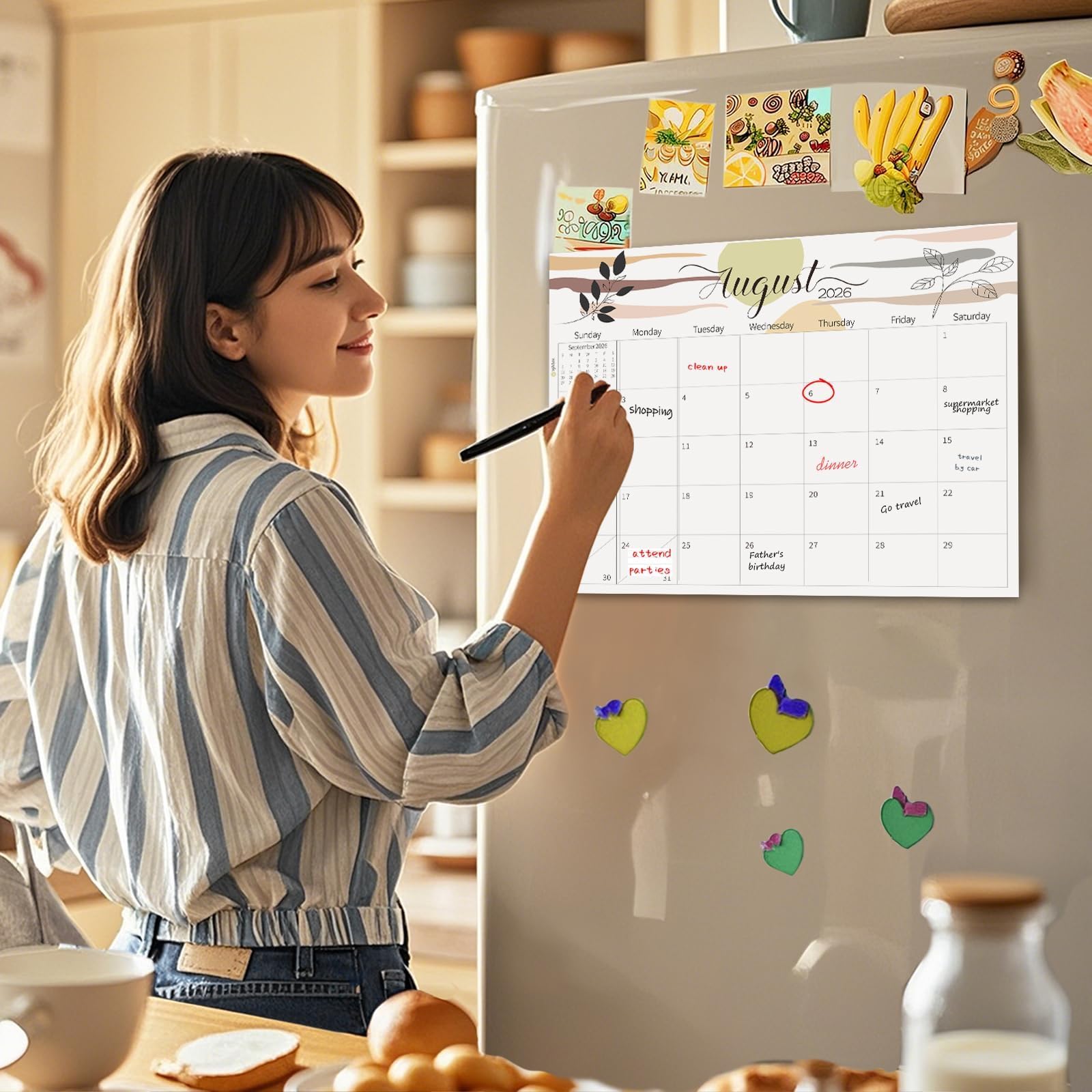 GuassLee Magnetic Calendar 2025-2026 | 11x14 Inch Fridge Calendar with 19 Monthly Planners | Perfect for Home, Office & School Organization | June 2025 - December 2026 Wall Planner for Kitchen, Dorm & Family Planning