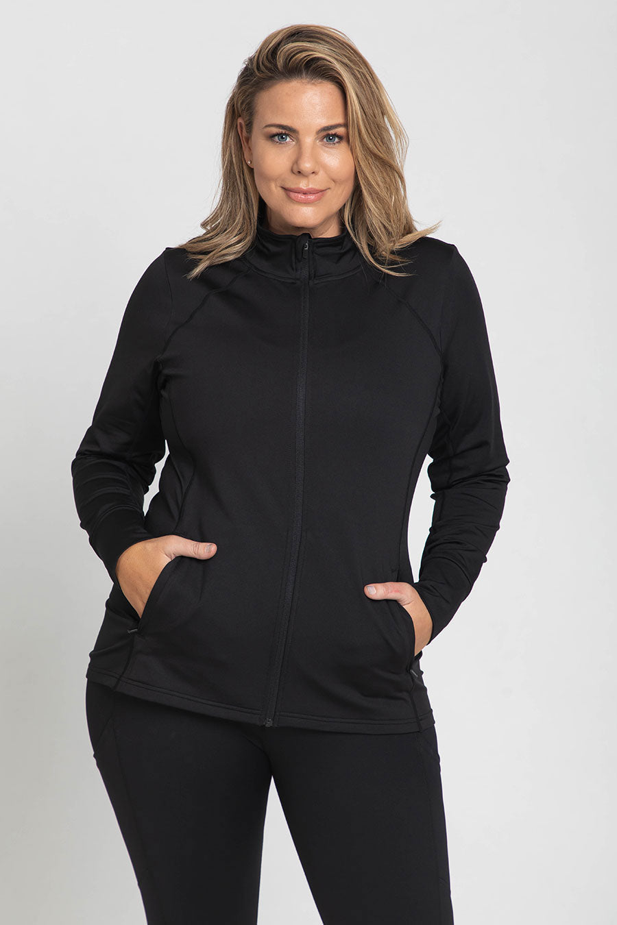 Thermal Sports Long Sleeve Zip Up Jacket for Men & Women - Breathable Winter Running Top for Cold Weather - Black - Perfect for Hiking, Jogging & Outdoor Activities
