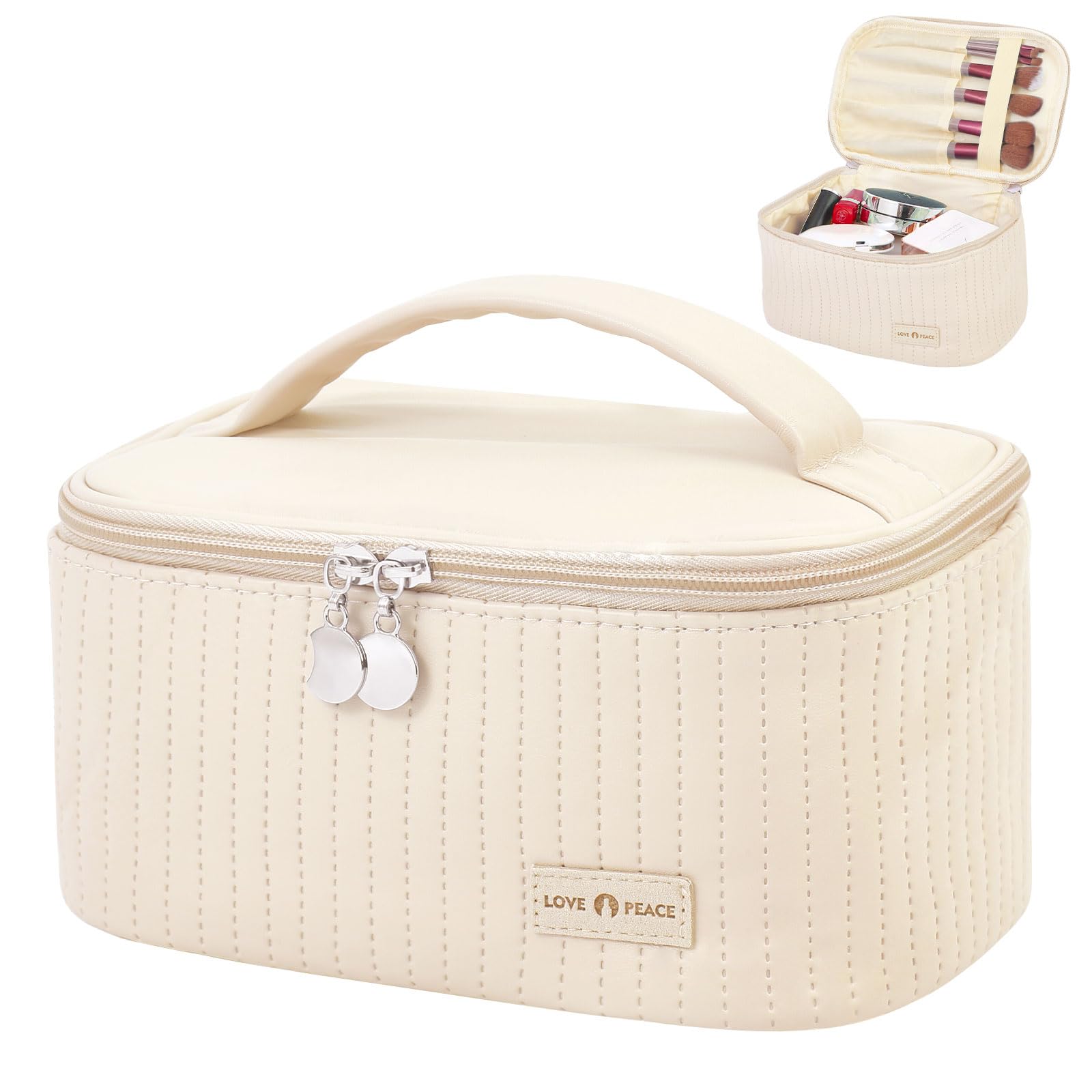 Large Capacity Travel Makeup Bag - PU Leather Cosmetic Organizer & Toiletry Storage Pouch for Women | Perfect for Airplane Carry-On, Gym Essentials, and Weekend Getaways