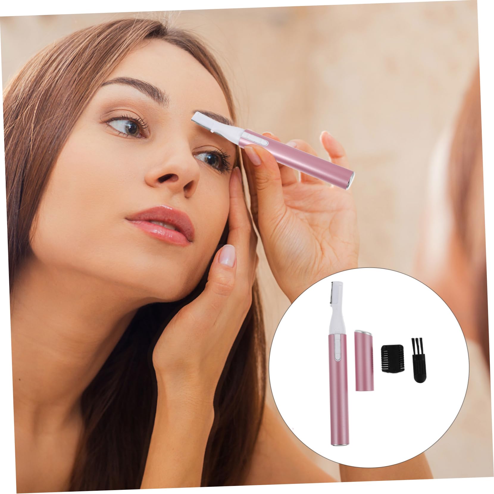 NOLITOY Electric Eyebrow Trimmer & Shaver - Painless Hair Removal for Eyebrows, Face, Body & Nose - Portable Epilator for Women & Men - Rechargeable Aluminum Pink Grooming Tool - Perfect for Travel, Home & Salon Use