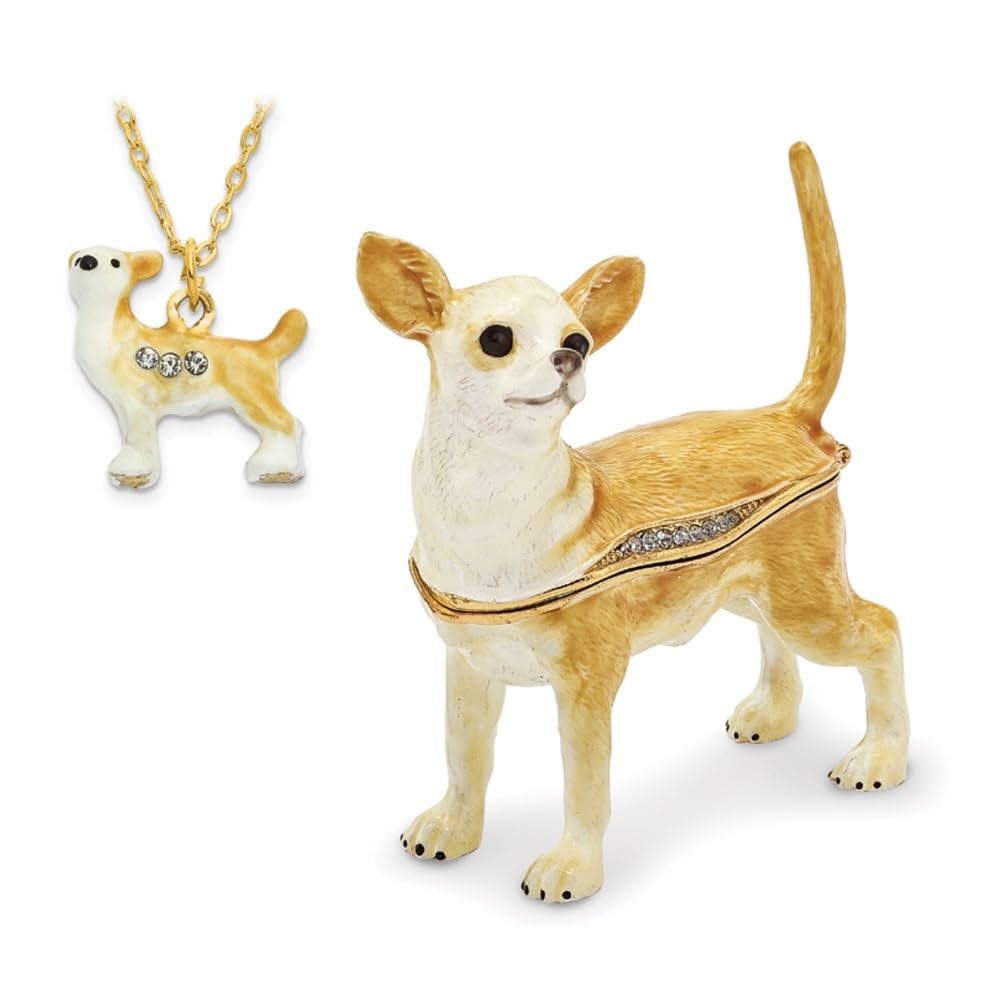 Luxury Bejeweled Chihuahua Trinket Box with Diamonds - Perfect for Jewelry Storage, Gift Giving & Home Decor