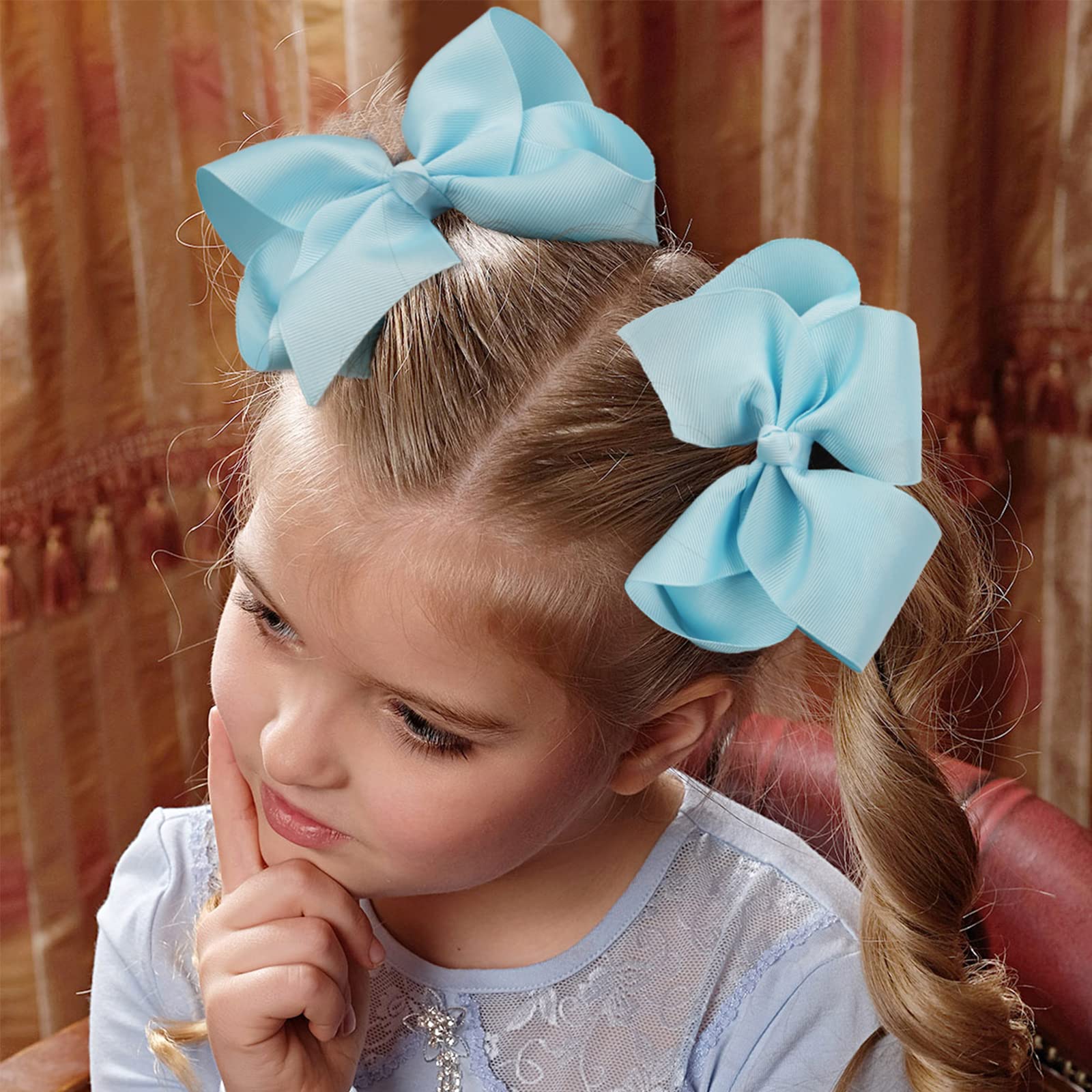 35PCS 6-Inch Large Hair Bows Clips for Girls - Big Grosgrain Ribbon Hair Accessories for Baby, Toddler, Kids & Teens - Perfect for School, Parties, Holidays & Special Occasions