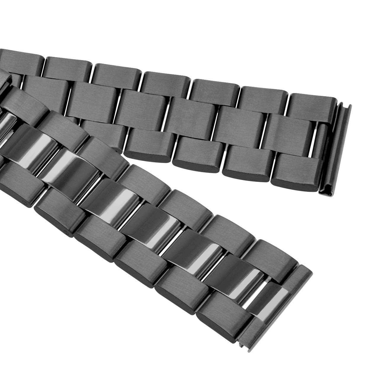 Stainless Steel Tapered Watch Band 20mm 22mm 24mm Brushed & Polished Metal Watch Straps for Men & Women - Black Silver Replacement Band for Casual, Dress & Everyday Wear
