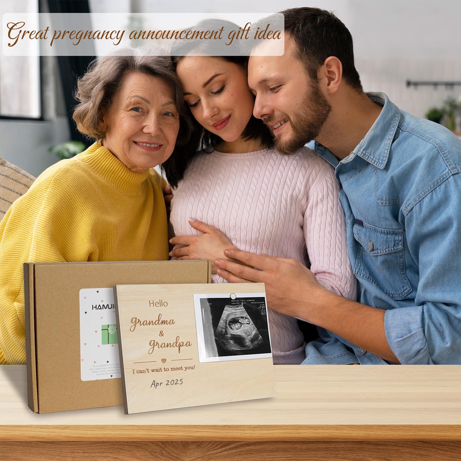 Ultrasound Picture Frame for Grandparents - Pregnancy Announcement Gift with Baby Sonogram Display - First Time Grandparents Keepsake - Perfect for Baby Reveal, Gender Reveal & Nursery Decor
