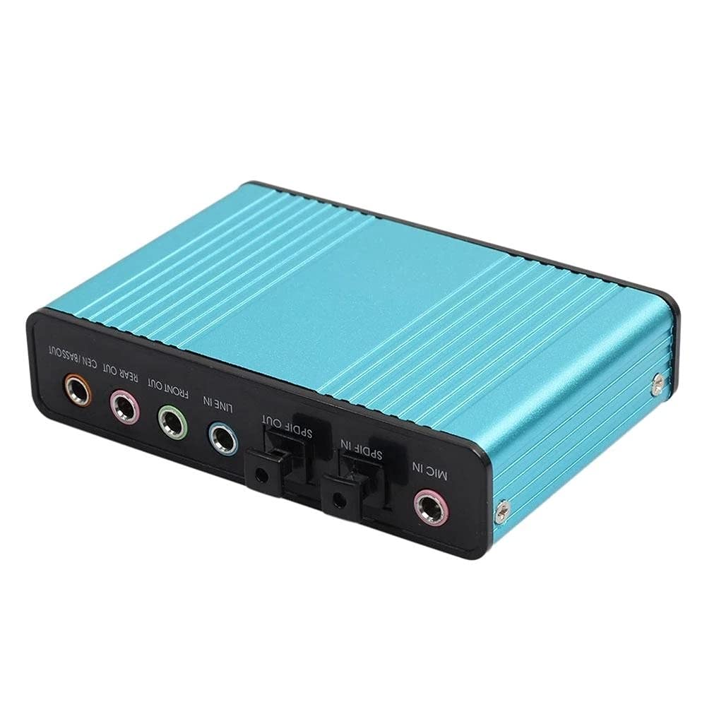 6-Channel USB 5.1 External Optical Sound Card for PC Laptop - Professional Digital Audio Adapter with S/PDIF Output (Black) - Perfect for Gaming, Home Theater & Music Production