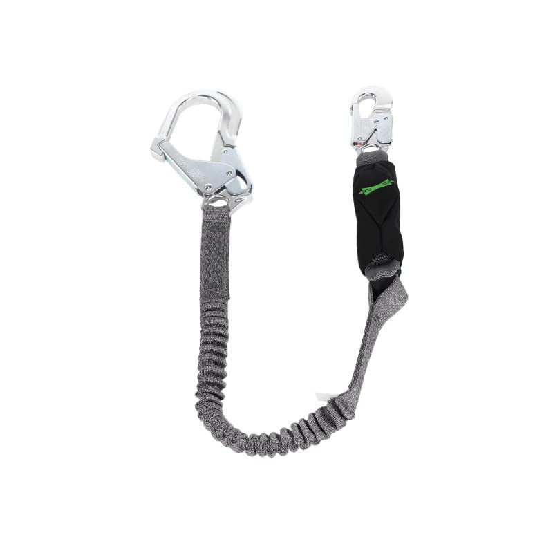 MSA 10193554 V-Series Shock Absorbing Safety Lanyard - 6ft Single-Leg Fall Protection with 36CL Large Snap Hooks | Stretchable Polyester Webbing | Durable Energy Absorbing Lanyard for Construction, Roofing & Industrial Work