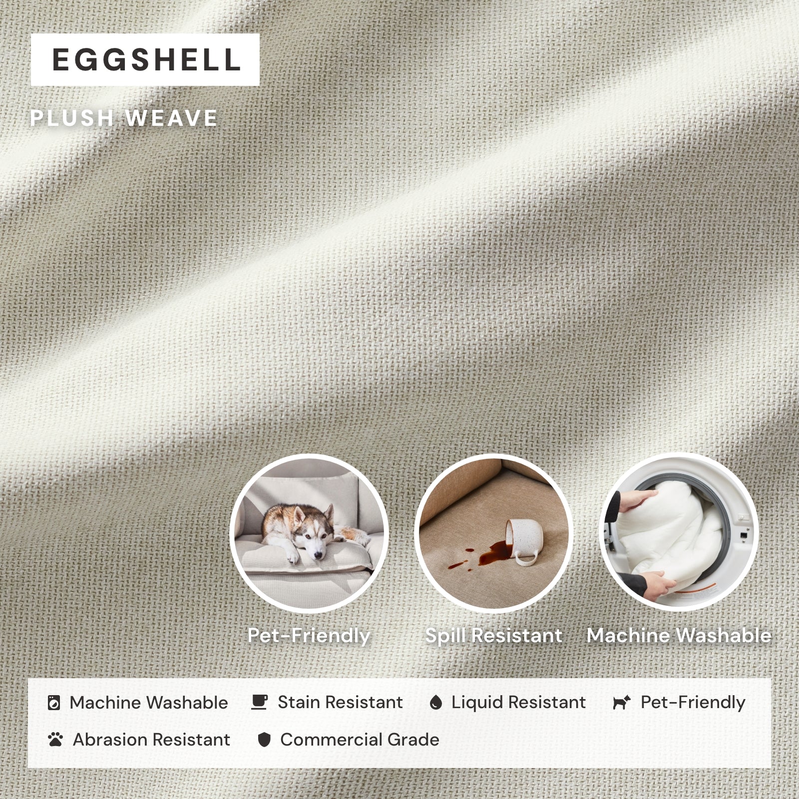 Premium Modular Performance 2-Seater Sofa in Eggshell White | Soft Relaxed Blend Fabric | Perfect for Living Room, Lounge & Small Spaces