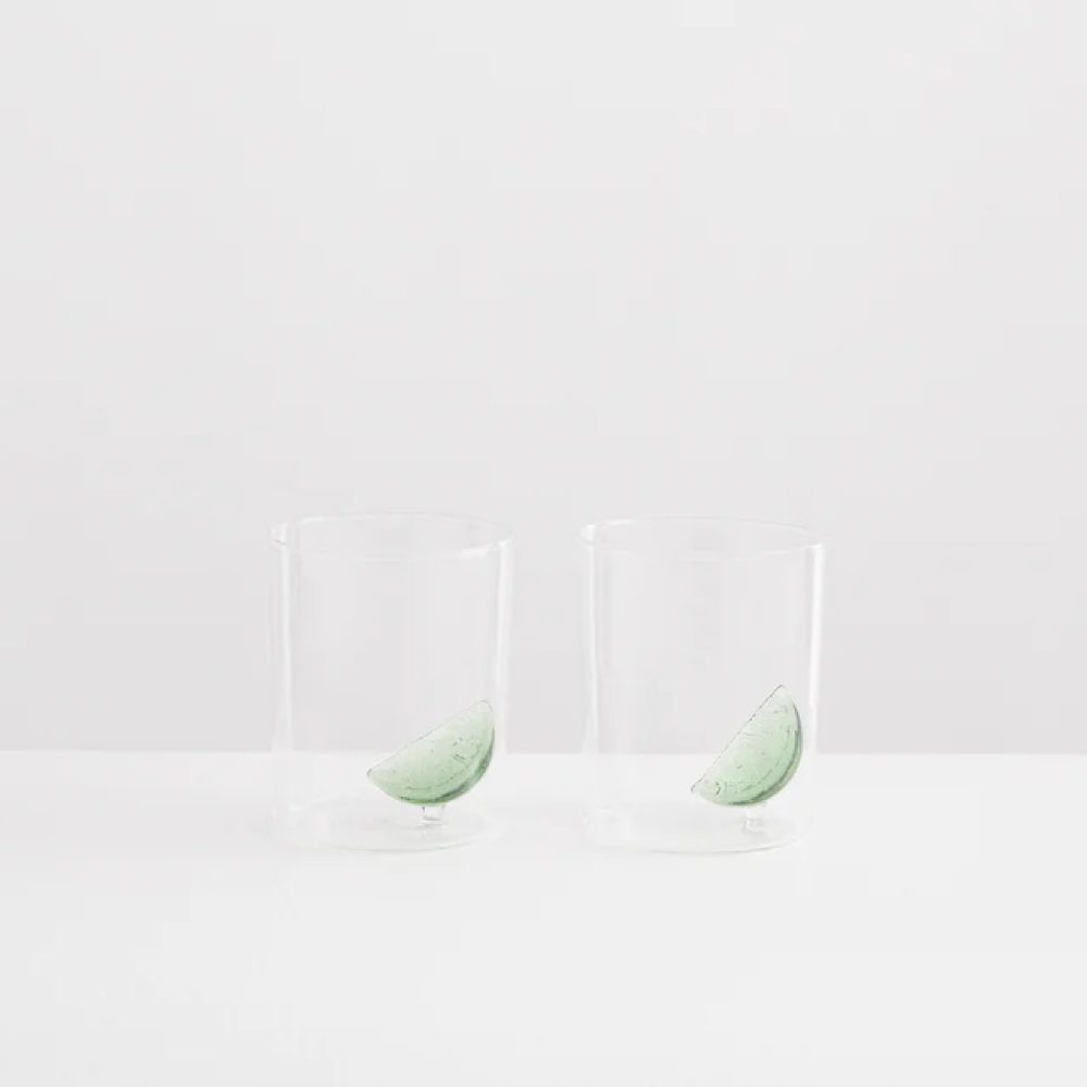 Premium MAISON BALZAC Gin & Tonic Glasses Set of 2 - Crystal Clear & Elegant Green Cocktail Glasses for Gin Tonic, Whiskey & Mixed Drinks - Perfect for Home Bar, Parties & Gifts