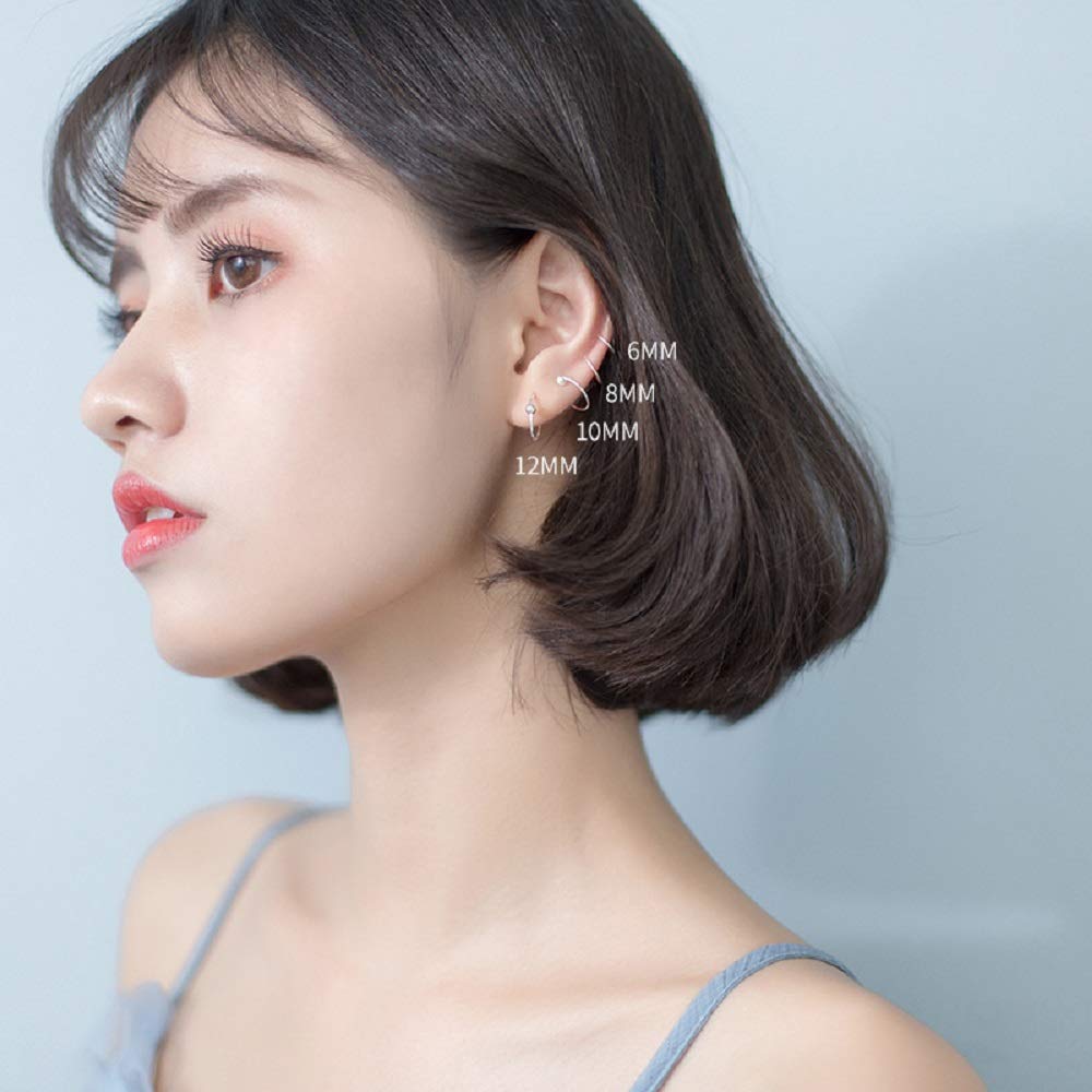 20G Sterling Silver Ball Bead Sleeper Tiny Hoop Earrings - Dainty Tragus Cartilage Nose Rings & Septum Piercing Huggie Hoops - Perfect for Everyday Wear, Minimalist Jewelry & Gift Giving