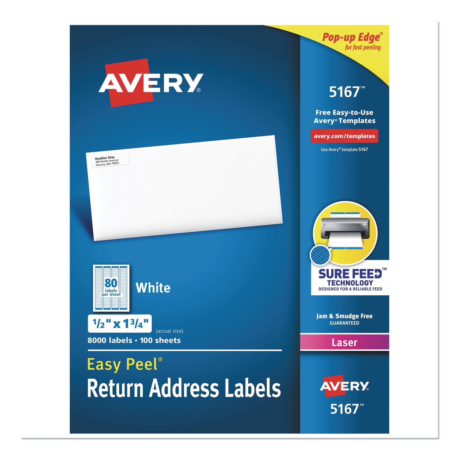 Avery® Easy Peel White Address Labels with Sure Feed Technology - 0.5
