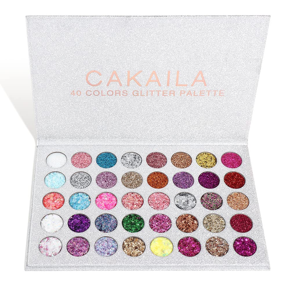MEICOLY 40-Color Glitter Eyeshadow Palette - Pressed Pigmented Mineral Makeup with Ultra Shimmer & Sequins | Long-Lasting Self-Adhesive Formula for Face & Eye Makeup | Perfect for Parties, Halloween, Cosplay & Special Occasions