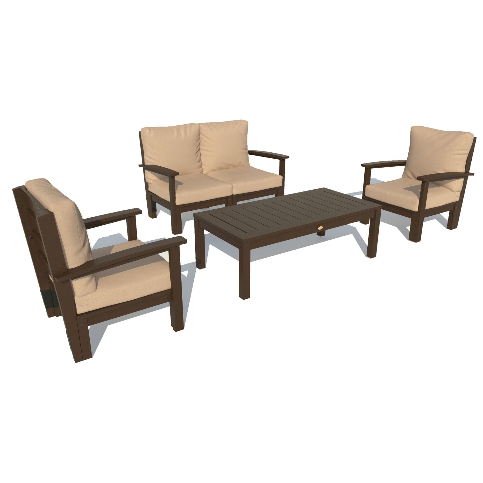 Custom Deep Seating Loveseat Set with 2 Chairs & Coffee Table - Outdoor Patio Furniture for Garden, Poolside, and Backyard Relaxation
