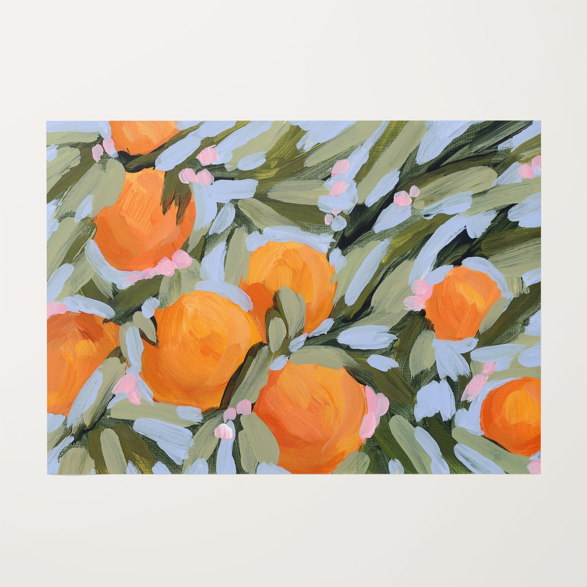 Oranges and Blossoms Art Print - Vibrant Floral Wall Decor for Living Room, Bedroom & Office | Perfect Gift for Home Decor Lovers
