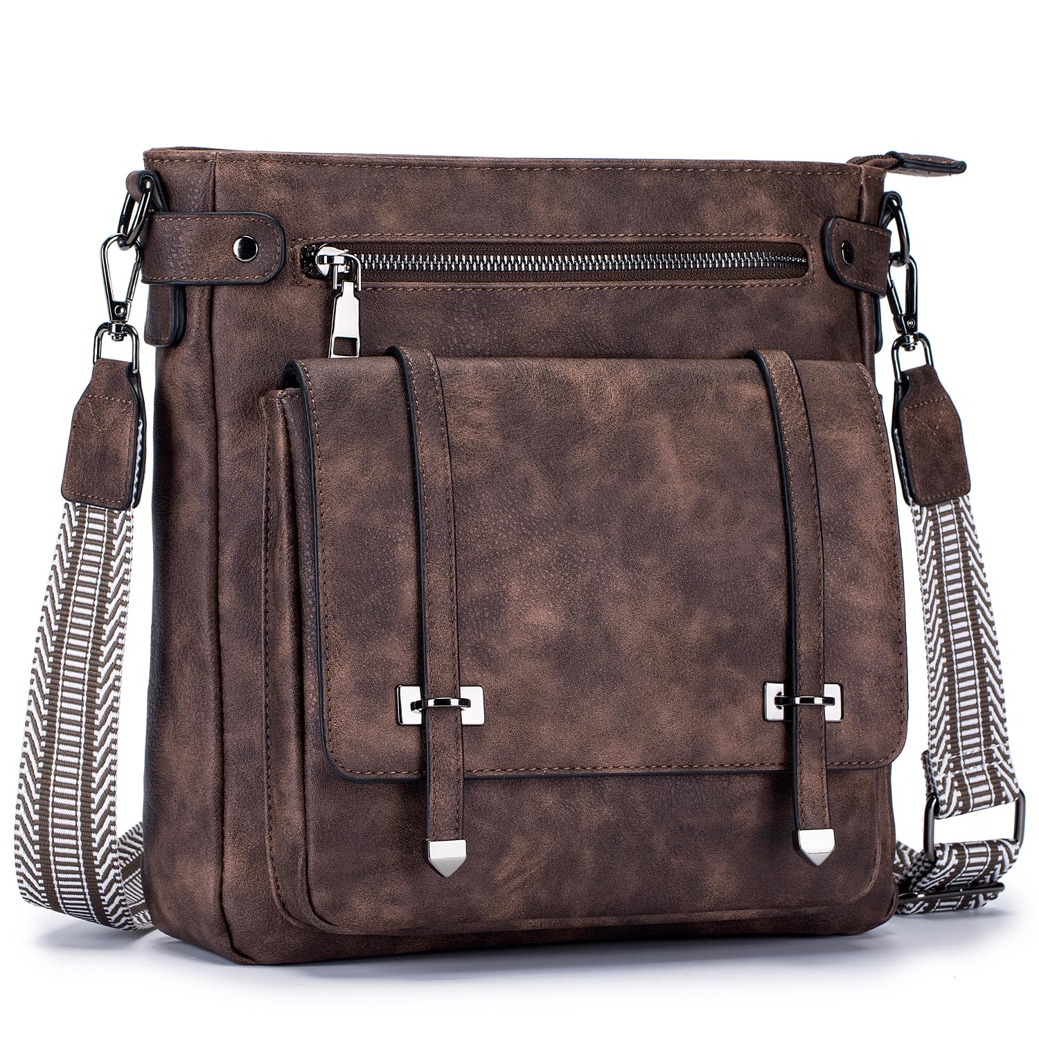 Roulens Women's Crossbody Bag with Multiple Pockets - Soft Leather Shoulder Purse, Adjustable Strap for Travel, Shopping & Daily Use