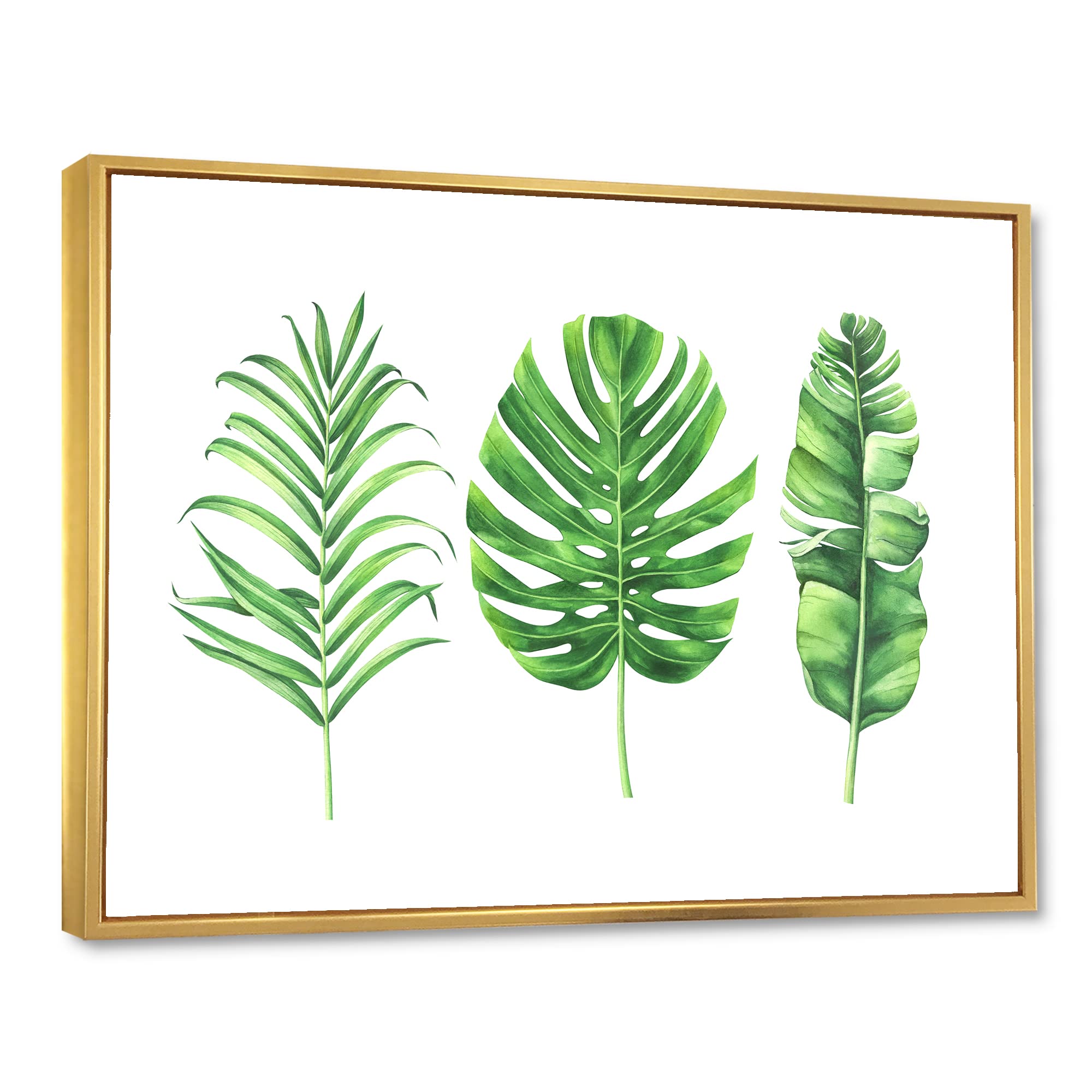 Farmhouse Tropical Monstera Leaf Framed Canvas Wall Art Print - Botanical Home Decor for Living Room, Bedroom & Office