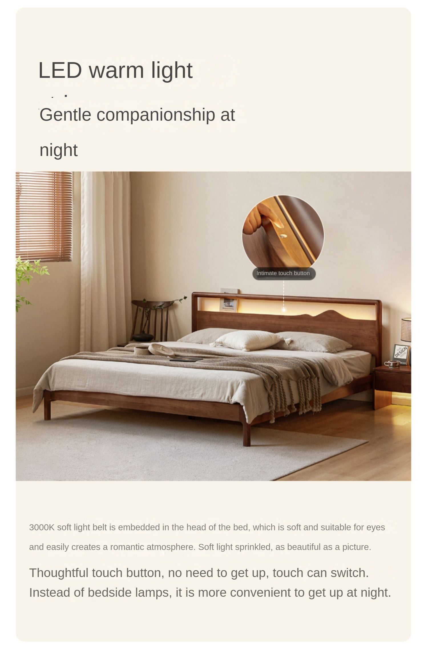 Premium Black Walnut & Ash Solid Wood Bed Frame - Handcrafted Hardwood Bed for Master Bedroom, Guest Room, or Dorm - Natural Wood Grain & Sturdy Construction