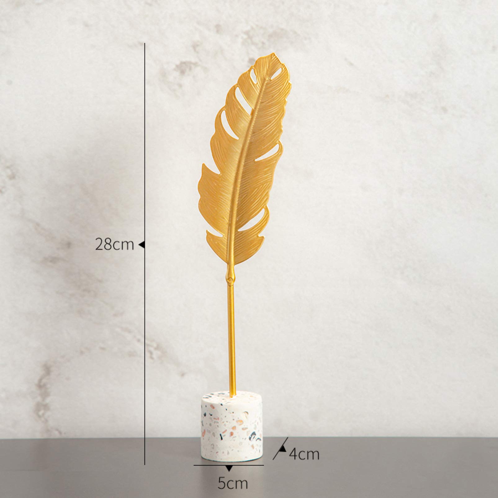 KKONION Nordic Golden Leaf Statue - Modern Metal Flower Sculpture, Contemporary Art Plant Figurine for Home & Office Decor - Perfect for Bookshelf, TV Stand, Desk & Living Room Décor
