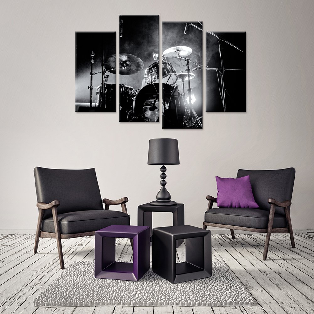 iHAPPYWALL 4-Piece Music Wall Art with LED Lights - Modern Home Decor for Living Room & Bedroom