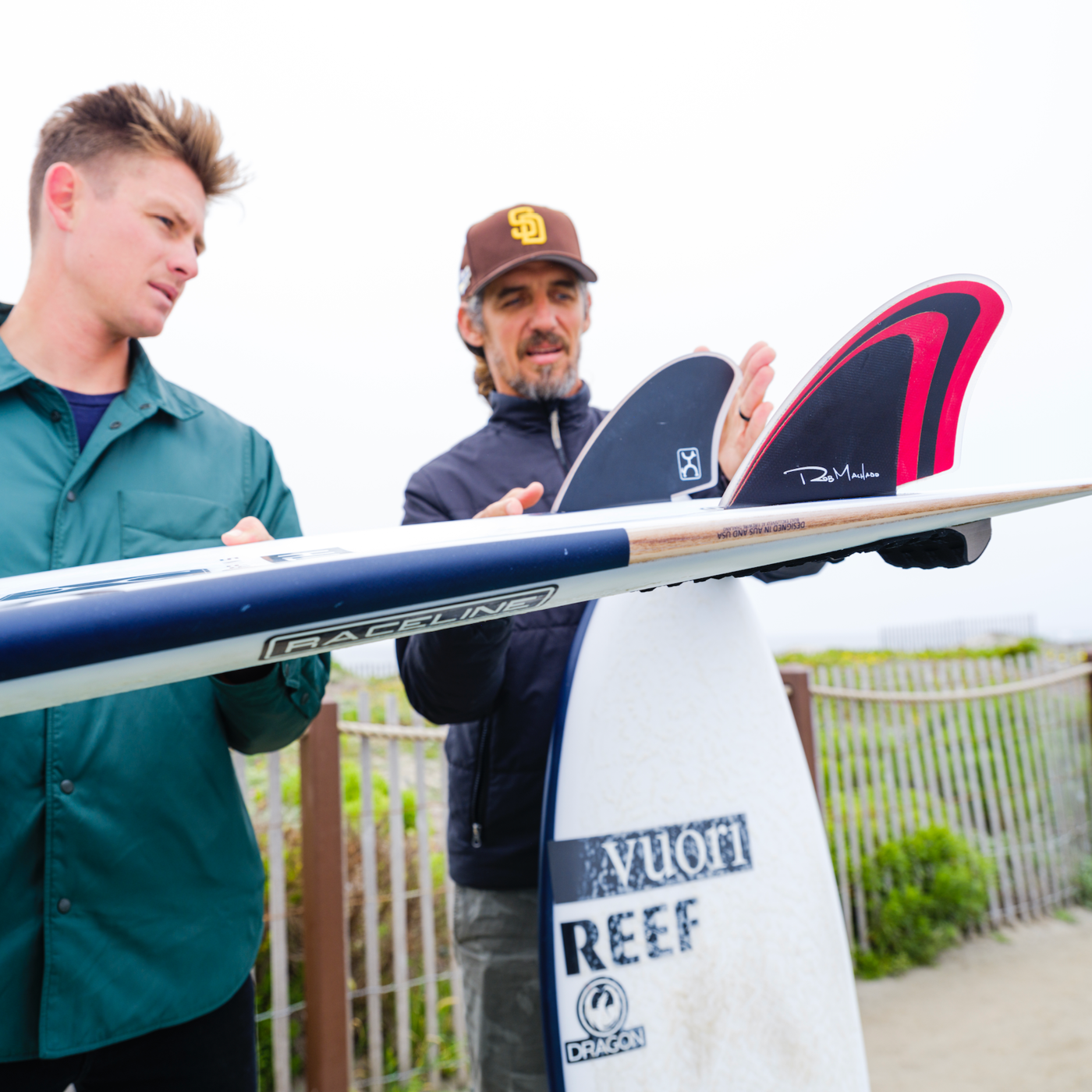 Endorfins TWIN Machado Twin Keel Double Tab Surfboard Fins - Red/Black - Compatible with FCSII Fin Box - Perfect for Shortboards and Performance Surfing