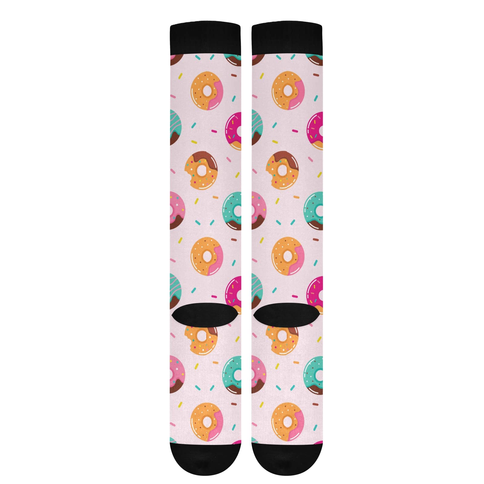JUNZAN Sweet Doughnuts Compression Socks for Women & Men - Breathable Circulation Support Socks for Running, Cycling, Nursing & Athletic Performance - Perfect for Sports, Work & Daily Comfort