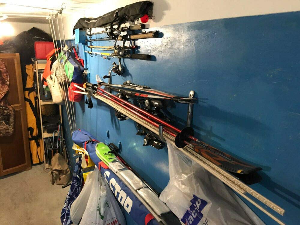 Premium Fishing Rod Wall Mount Storage Rack - Heavy Duty 5-Rod Holder for Garage, Cabin, Basement & Boat - Secure Organizer for Fishing Gear & Equipment - Perfect for Anglers & Outdoor Enthusiasts