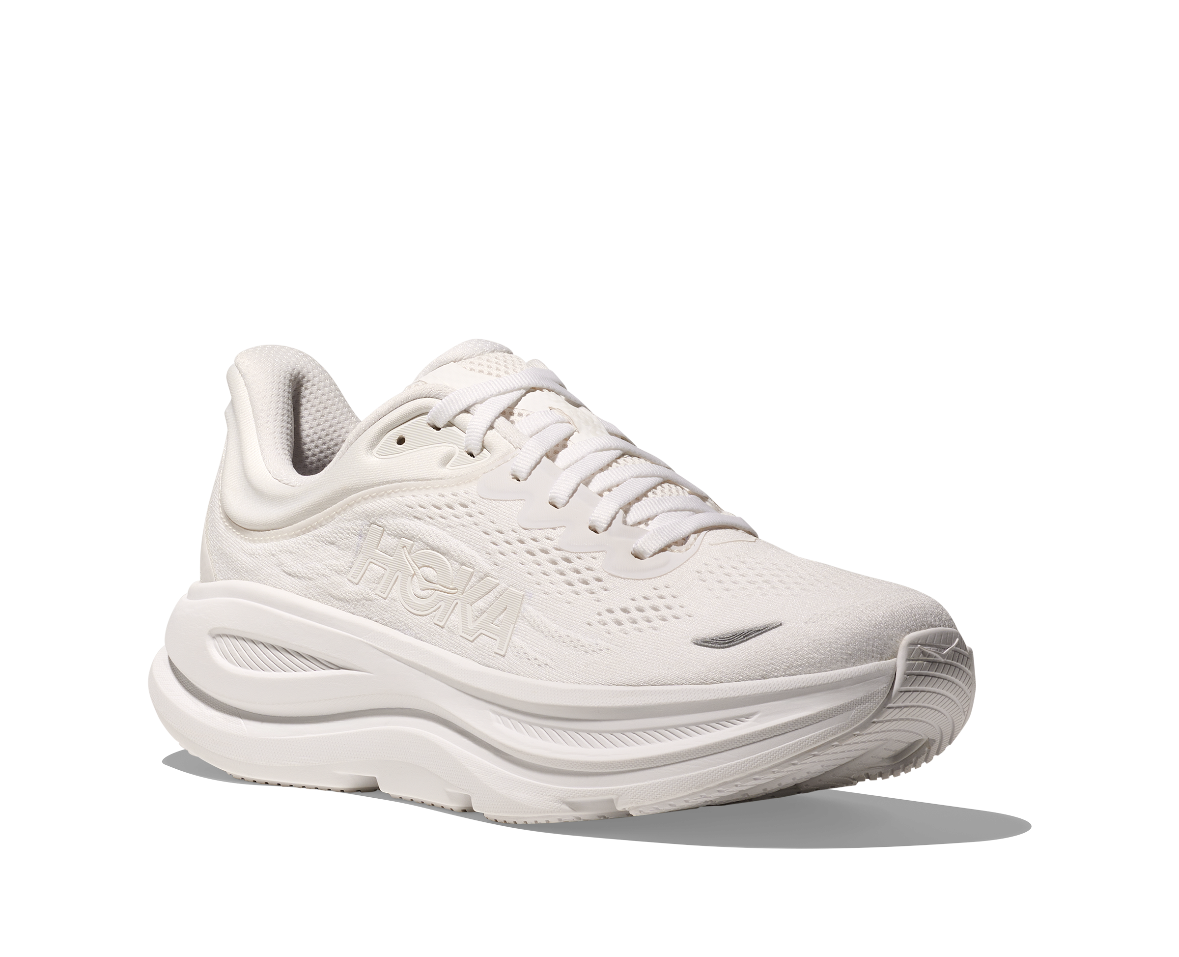 Hoka Women's Bondi 9 Running Shoes - WWH White/White - Cushioned Comfort for Long Distance Running & Walking