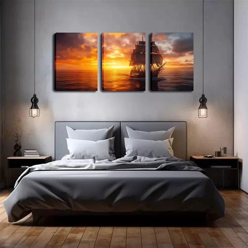 3-Piece Vibrant Seascape Wall Art Set - Framed Canvas Paintings 40x60cm (16x24in) - High Quality Australian Made Ocean Decor - Perfect for Living Room, Bedroom & Office Wall Decor