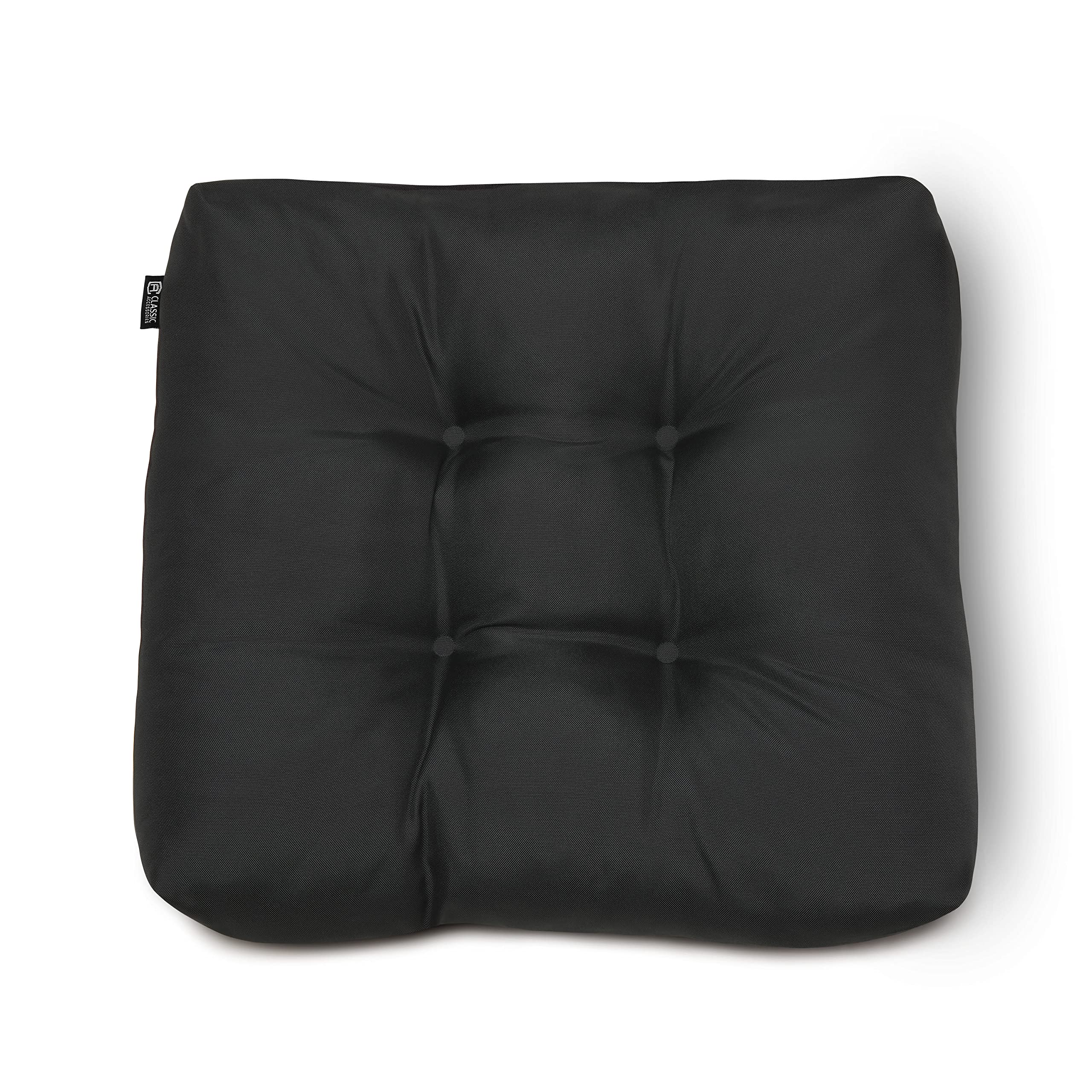 Waterproof 19x19 Inch Square Patio Cushions - 2 Pack Black for Outdoor Chairs & Loungers