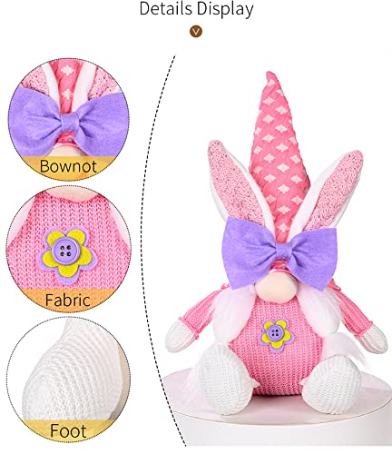 2 Pack Easter Gnome Plush Bunny - Handmade Scandinavian Tomte Elf Figurine, Faceless Plush Doll for Spring Home Decor, Easter Rabbit Ornaments - Perfect for Easter Basket Stuffers, Party Favors & Seasonal Home Decoration