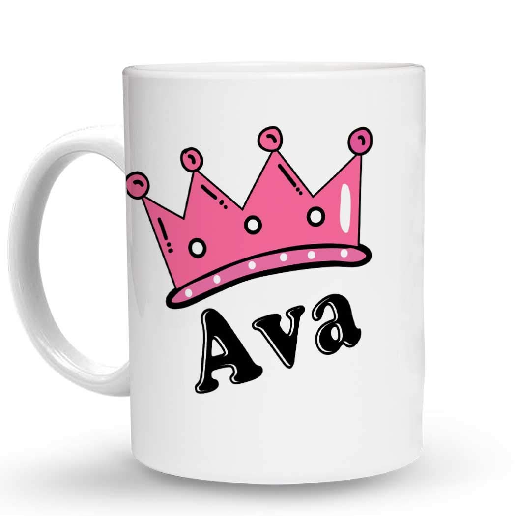 Makoroni Ava Female Name - 11 Oz Unique Ceramic Coffee Mug for Women | Perfect Gift for Her, Birthday Present, Office Coffee Cup, Tea Drinking, Home & Kitchen Use