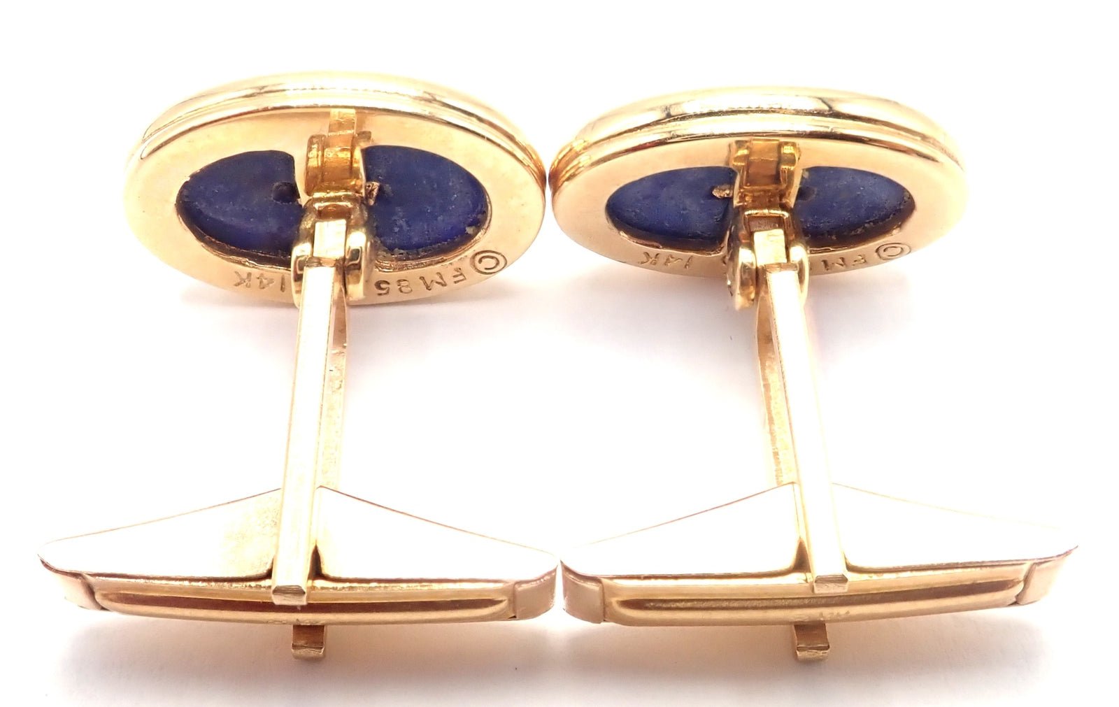 Authentic Franklin Mint Faberge Imperial Eagle 14k Yellow Gold Lapis Cufflinks - Luxury Men's Jewelry Gift for Formal Occasions & Business Events