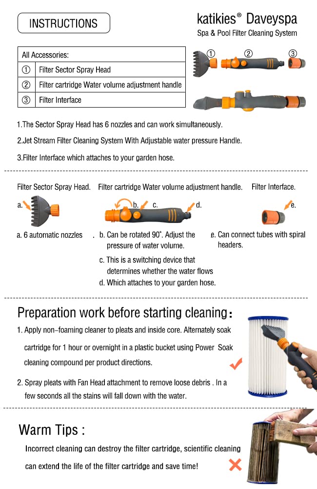 Pool Cartridge Filter Cleaner Tool - Efficient Filter Cleaning Wand for Spa, Hot Tub & Swimming Pool Maintenance | Perfect for Deep Cleaning Cartridge Filters, Removing Debris & Extending Filter Life