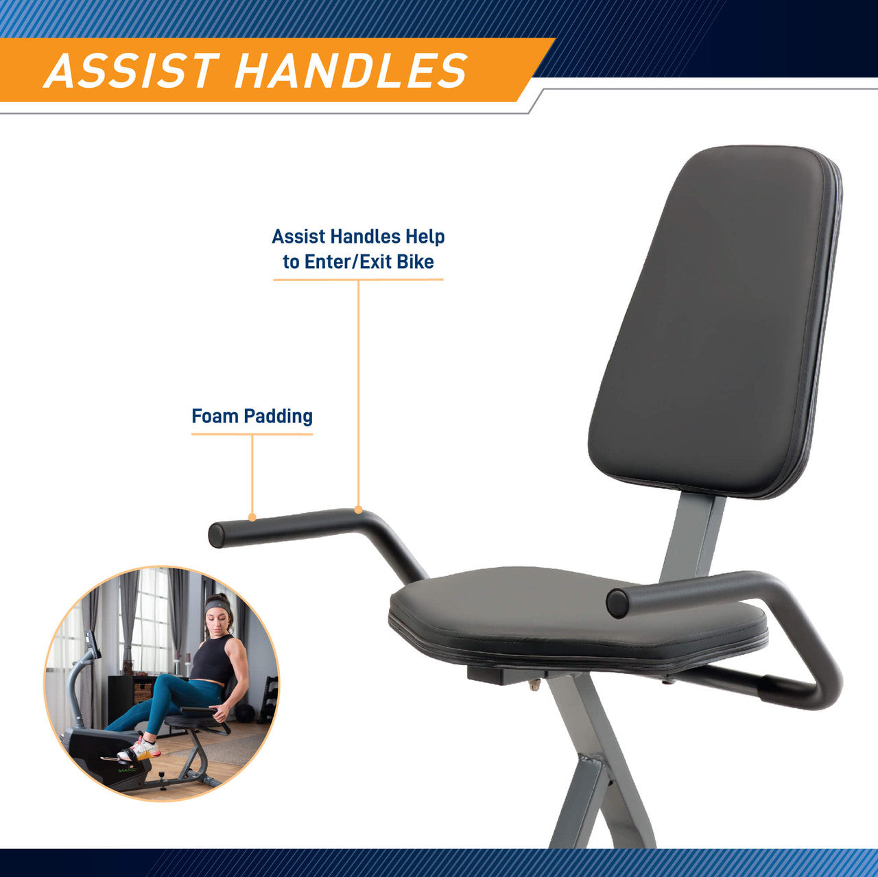 Marcy Recumbent Exercise Bike with Adjustable Magnetic Resistance - NS 1206R | Home Gym Equipment for Low-Impact Cardio Workouts & Physical Therapy