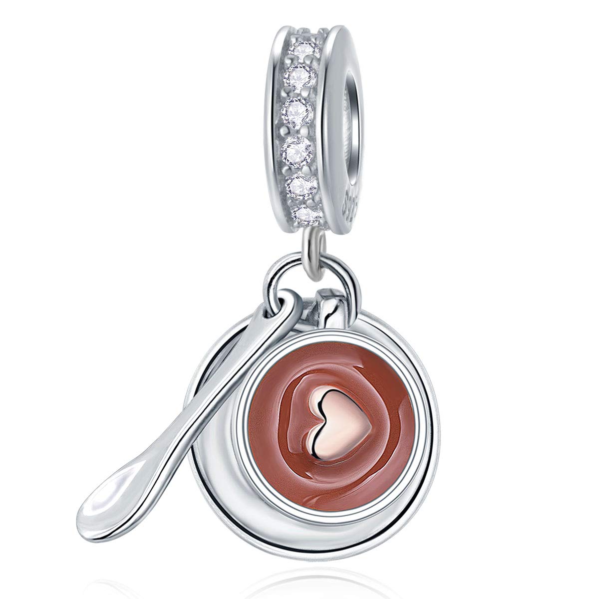Sterling Silver Coffee Cup Charm - I Love Coffee Bead for Pandora Bracelets | Perfect Gift for Coffee Lovers & Baristas | Coffee-Themed Jewelry for Daily Wear & Special Occasions