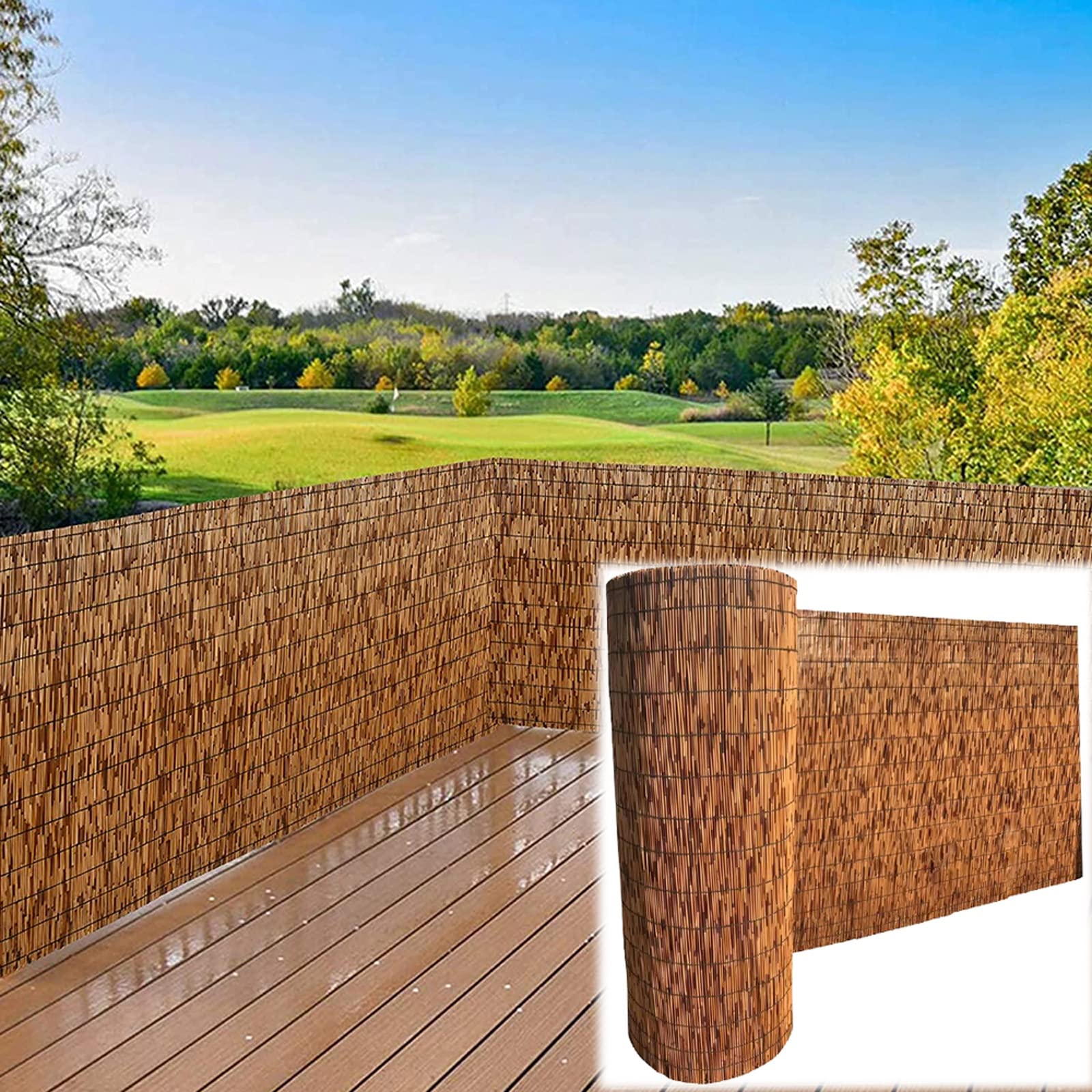 Natural Bamboo Reed Fence Roll - 3ft/3.6ft/4.3ft/4.6ft Height Outdoor Privacy Screen for Balcony, Garden, Patio & Villa - Durable Shade Fencing for Backyard, Poolside & Deck Privacy Protection