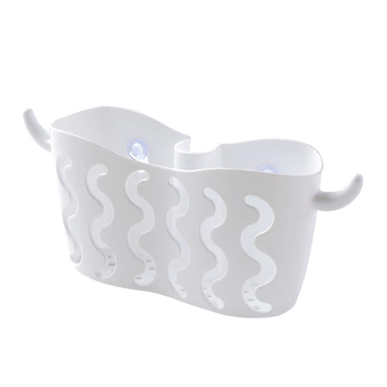 LJSF Bathroom Shelf Organizer - Wall Mount Corner Storage Holder for Bathroom & Kitchen - No Drill Suction Cup Shelves - Space Saving Storage Basket (1 Pack) - Perfect for Small Bathrooms, Kitchen Sinks & Tight Spaces