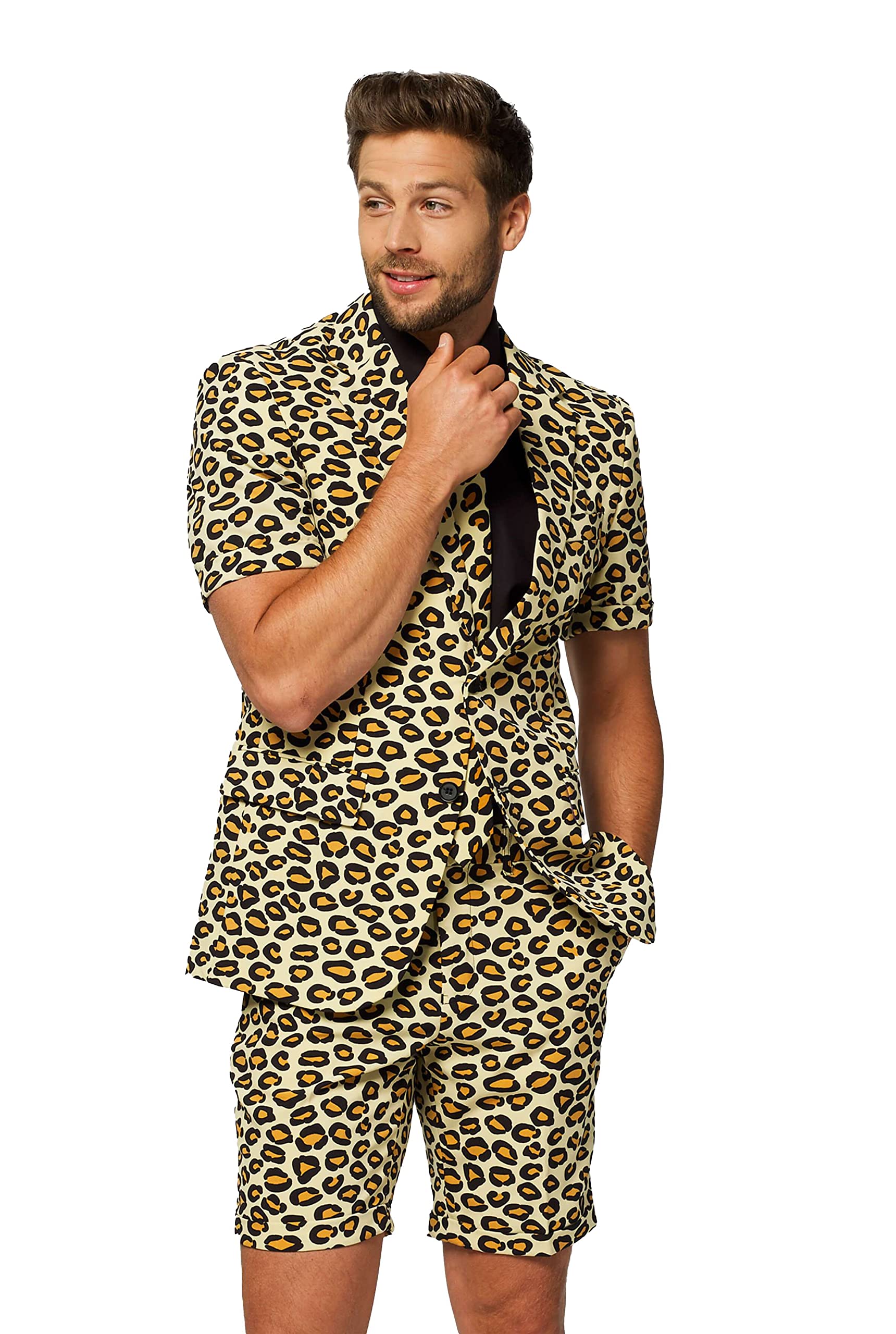 Opposuits Men's Summer Suit Outfit - Slim Fit Short Sleeve Blazer with Matching Shorts & Tie | Lightweight Breathable Formal Wear for Weddings, Parties & Summer Events