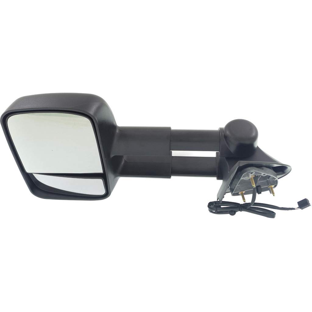 2007-2013 GMC Sierra 1500/2500 HD/3500 HD Towing Mirror - Driver Side Manual Folding Power Heated Textured Black Replacement for 20862098 GM1320354 | Perfect for Towing Trailers & Enhanced Visibility