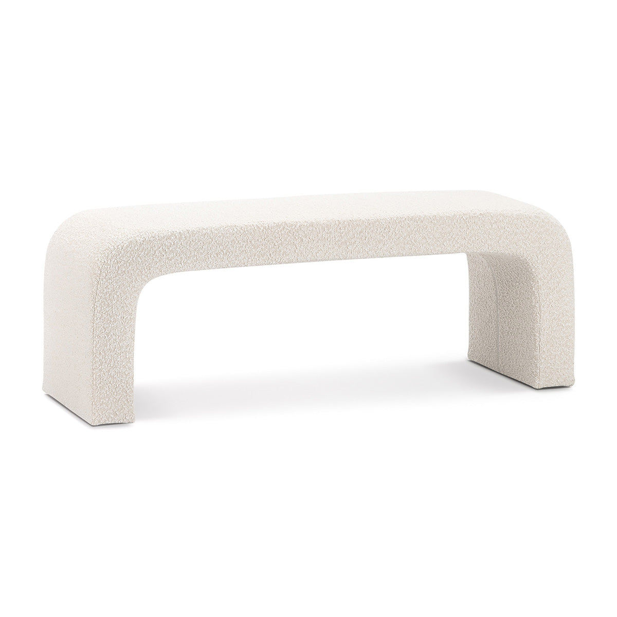 Camille Boucle Arch Bench - Modern Upholstered Accent Bench with Curved Design for Living Room, Bedroom, or Entryway