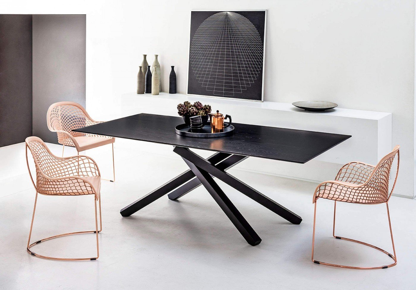 Midj Pechino Modern Dining Table - Elegant Wooden Kitchen Table for 6, Perfect for Family Dinners & Entertaining Guests
