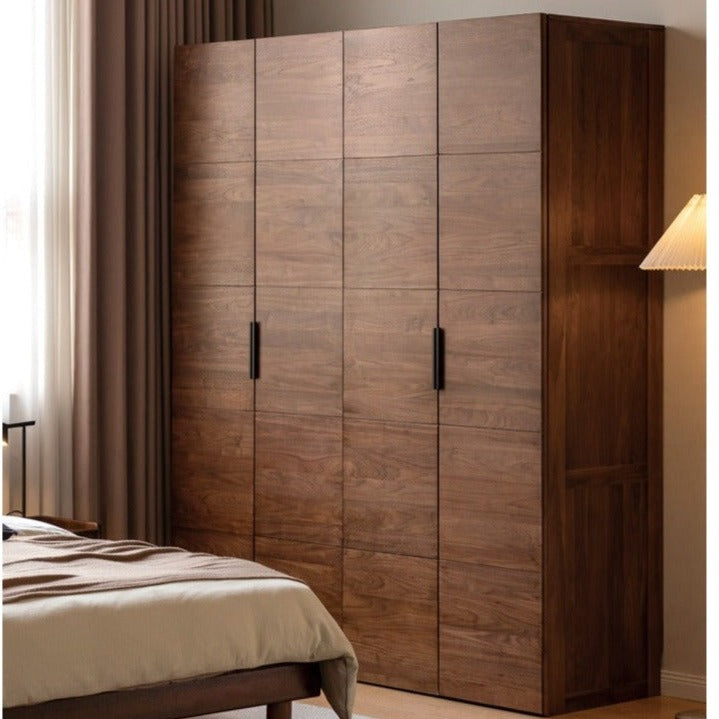 Premium Black Walnut Solid Wood Wardrobe Closet - Spacious Storage for Bedroom, Walk-In Closet & Guest Room Organization