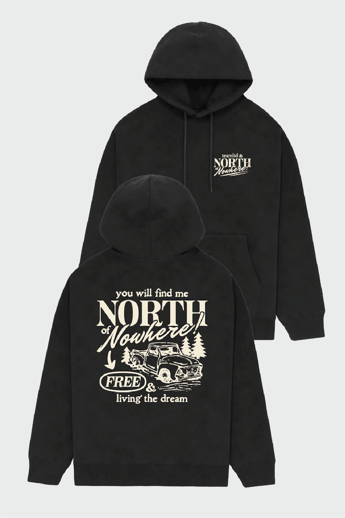 North of Nowhere x TEAMLTD Festival Hoodie - Stylish Unisex Pullover Sweatshirt for Music Festivals & Outdoor Events