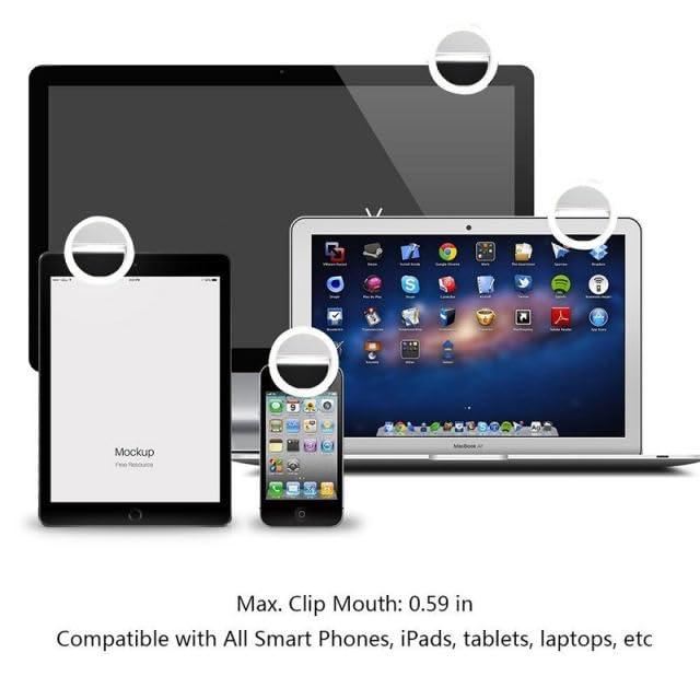 Mini Selfie Ring Light with Clip - Rechargeable LED Light for Phone, Tablet, Laptop & Camera - 3 Adjustable Brightness Levels (White) - Perfect for Video Calls, TikTok, YouTube & Live Streaming