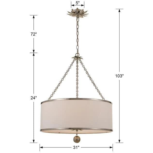 Elegant Broche 6-Light Chandelier - Modern Crystal Ceiling Light Fixture for Dining Room, Bedroom & Living Room Decor