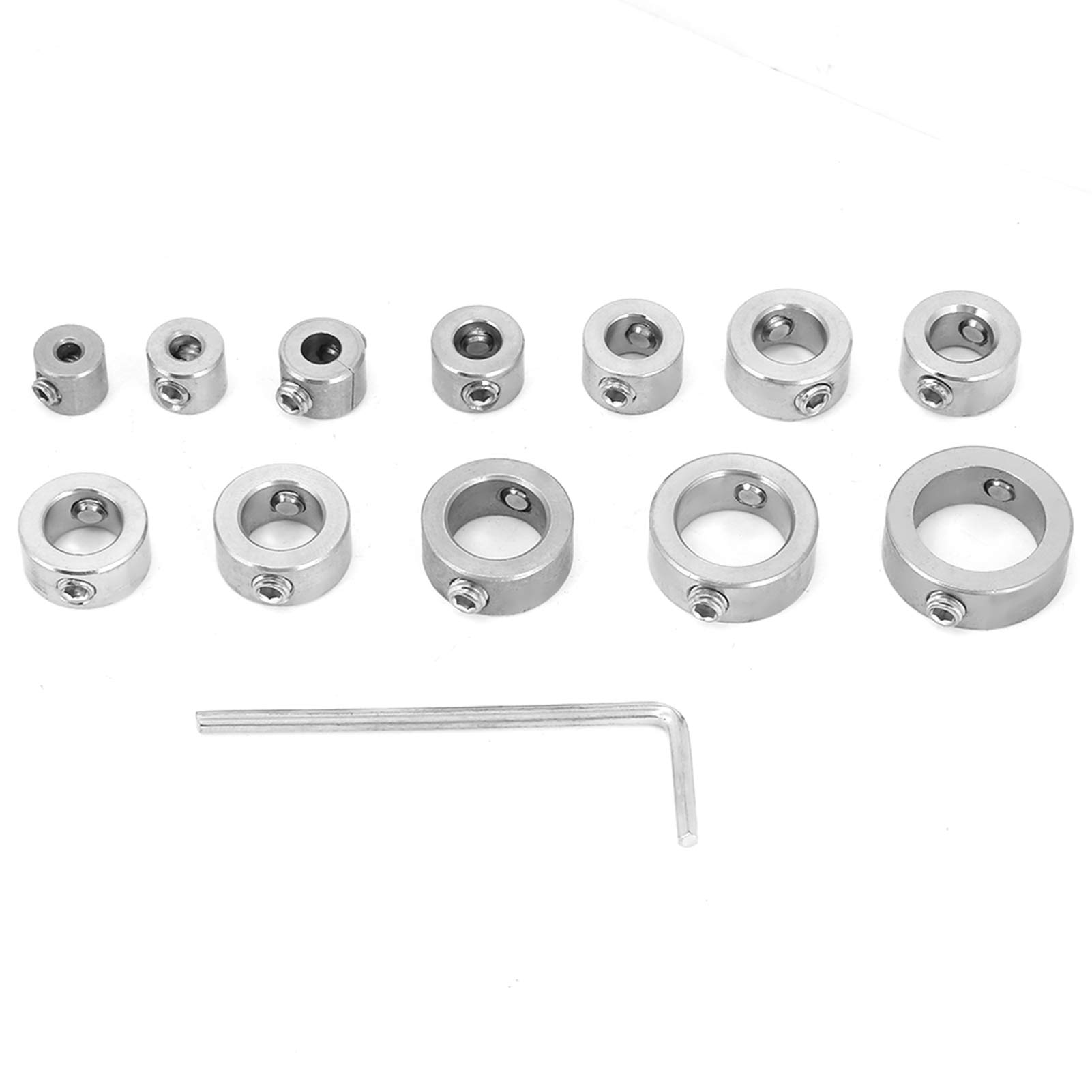 12pcs 3-16mm Stainless Steel Drill Bit Depth Stop Collar Set with Hex Wrench | Precision Drilling Limit Rings for Wood, Metal & Plastic | Perfect for DIY Projects & Professional Use