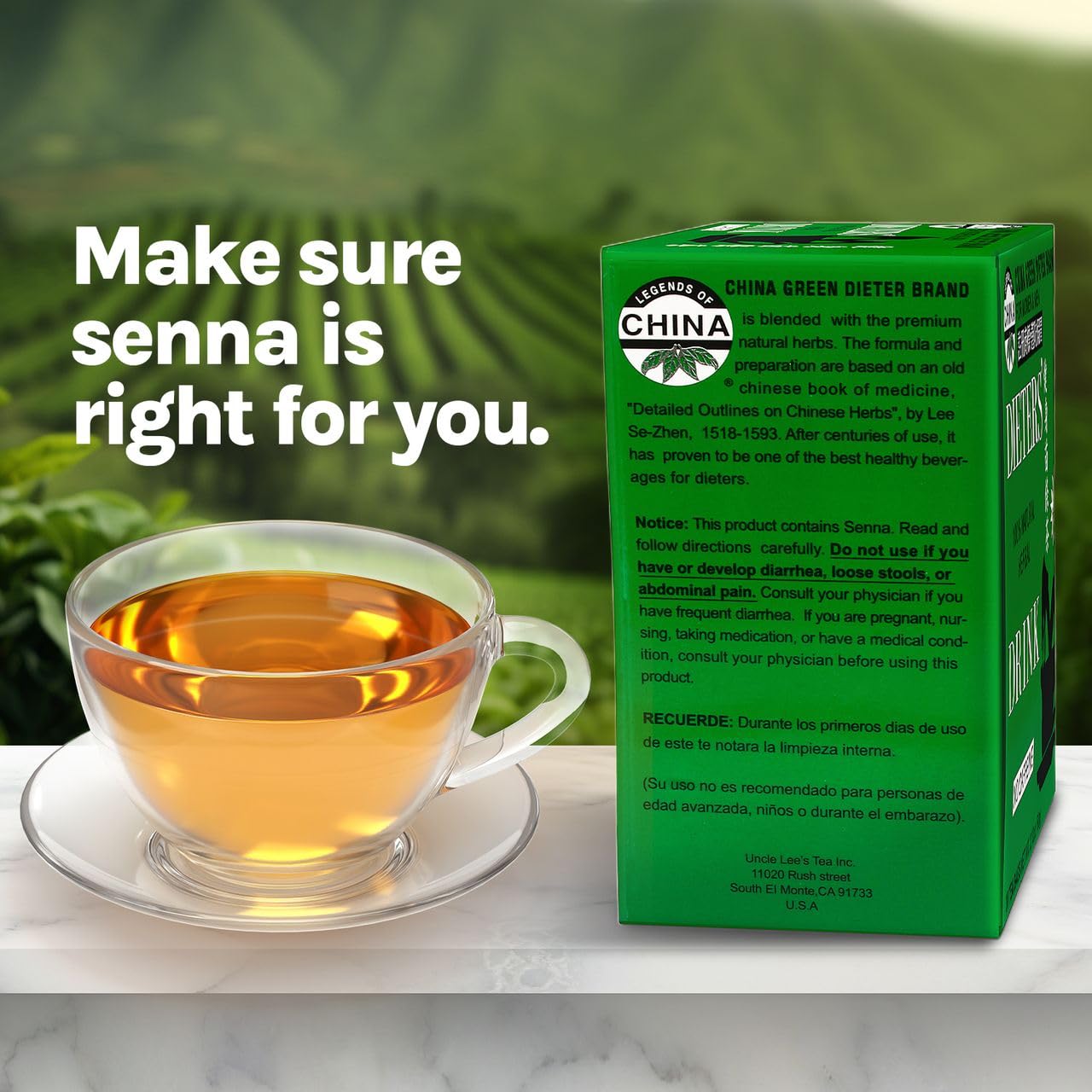 Uncle Lee's Herbal Detox Tea with Senna Leaf - Natural Laxative, Weight Management Support, Caffeine-Free Tea Bags - 90 Count (3 Packs of 30) - Perfect for Cleansing, Digestion & Wellness Routine
